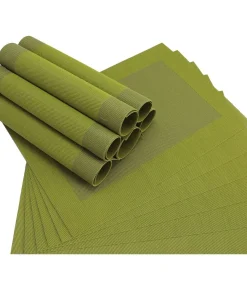 Tischset Platzset BORDA Platzmatten 12er Set grün olivgrün oliv gewebt 46×33 cm