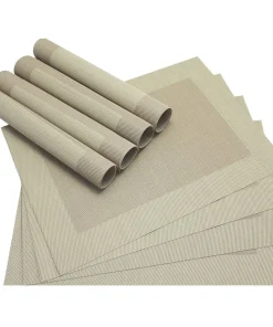 Tischset Platzset BORDA Platzmatten 8er Set beige gewebt Kunststoff 46×33 cm