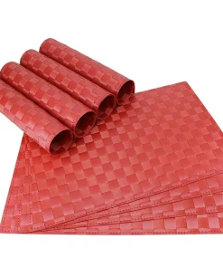 Tischset Platzset MODERN Platzmatten 8er Set rot geflochten Kunstst. 45×30 cm