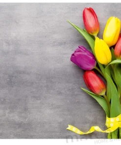 Tischset Platzset MOTIV Frühling Blumen bunte Tulpen & Beton 1 Stk. abwaschbar