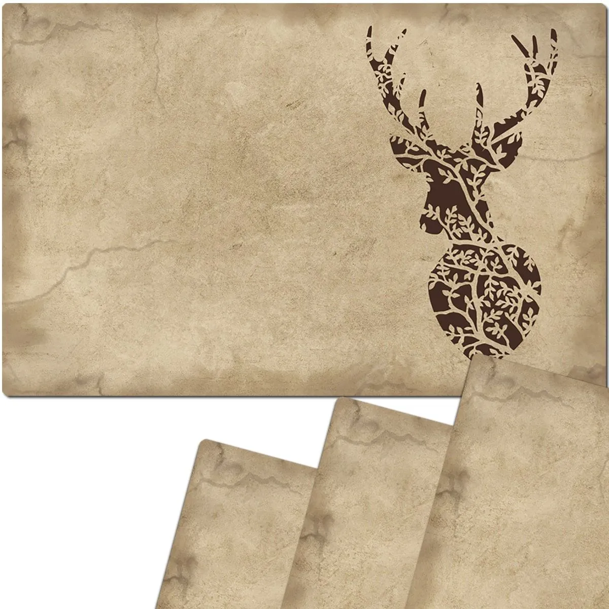 Tischset Platzset TIERMOTIV Hirsch Silhouette braun 4 Stk. abwaschbar – Bild 2