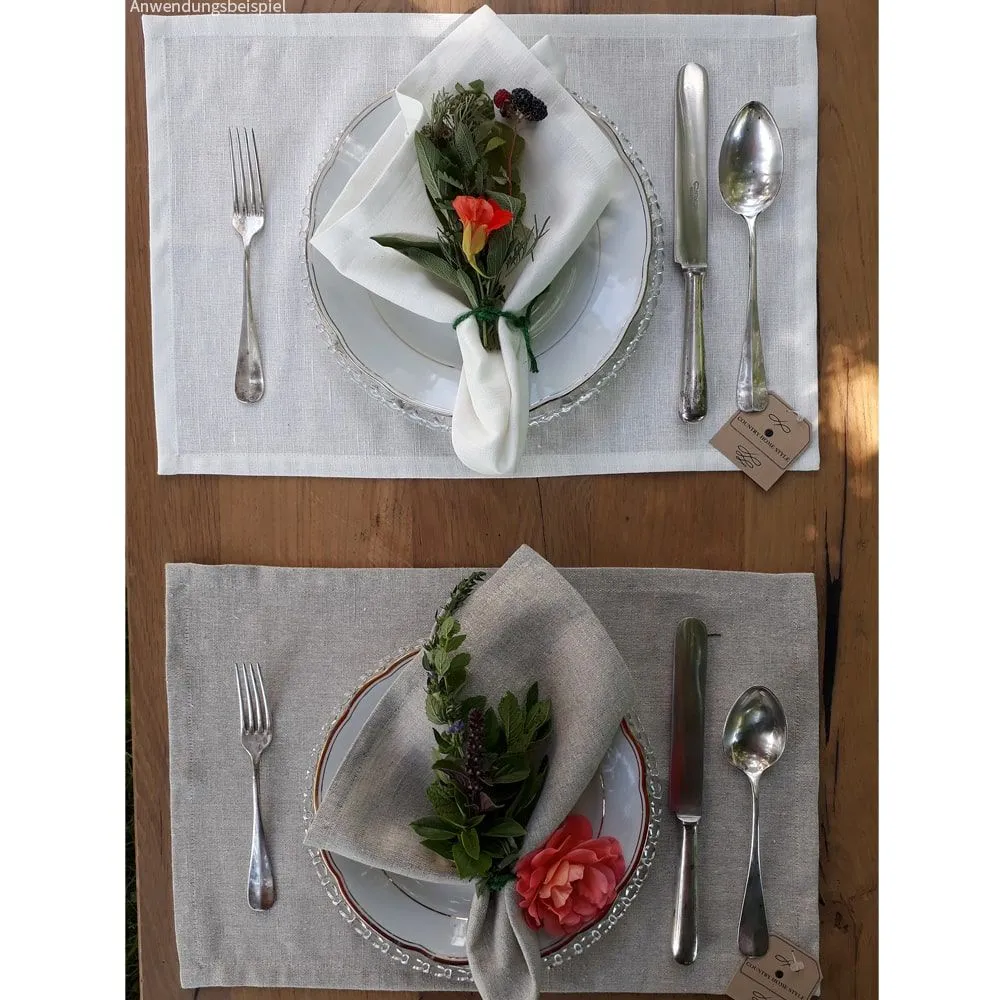 Tischset Platzset VIOLA unifarben ivory 33×48 cm Landhaus Leinen / Baumwolle 1 Stk – Bild 3