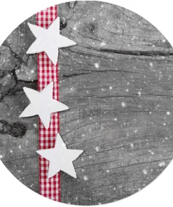 Tischset Platzset Weihnachten Sterne weiß & Holz 1 Stk. abwaschbar rund 38 cm