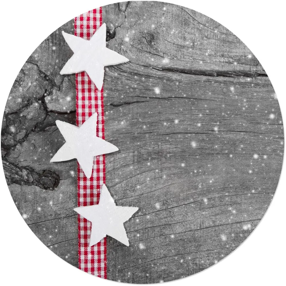 Tischset Platzset Weihnachten Sterne weiß & Holz 1 Stk. abwaschbar rund 38 cm – Bild 2