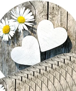 Tischsets Platzsets MOTIV Gänseblümchen Holz 12 Stk. abwaschbar rund Ø 38 cm