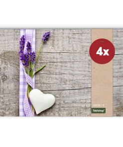 Tischsets Platzsets MOTIV Lavendel Holz 4 Stk abwaschbar 43,5×28,5 cm