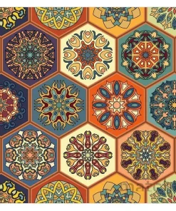 Tischsets Platzsets Orientalisch MOTIV bunte Mosaik Fliesen 12 Stk. abwaschbar