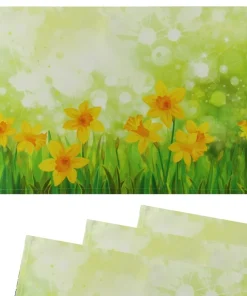 Tischsets Platzsets Textil CLOTH Osterglocken Blumen gelb grün 4er Set 45×30 cm