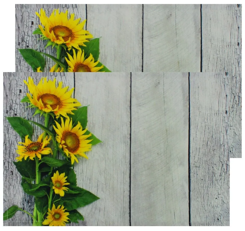 Tischsets Platzsets Textil CLOTH Sonnenblumen Blumen Holz gelb weiß 2er 45×30 cm