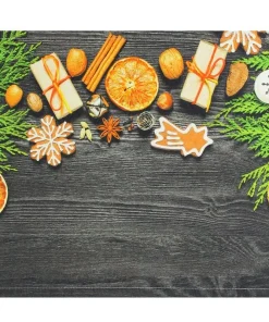 Tischsets Stoff CLOTH waschbar Weihnachtsdeko Gewürze Holz Weihnachten