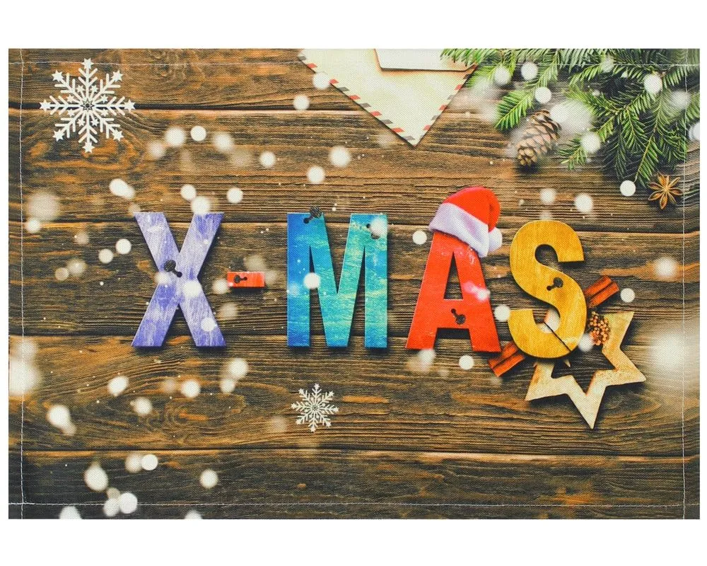 Tischsets Stoff CLOTH waschbar Weihnachtsdeko XMAS Holz Schneeflocken – Bild 3