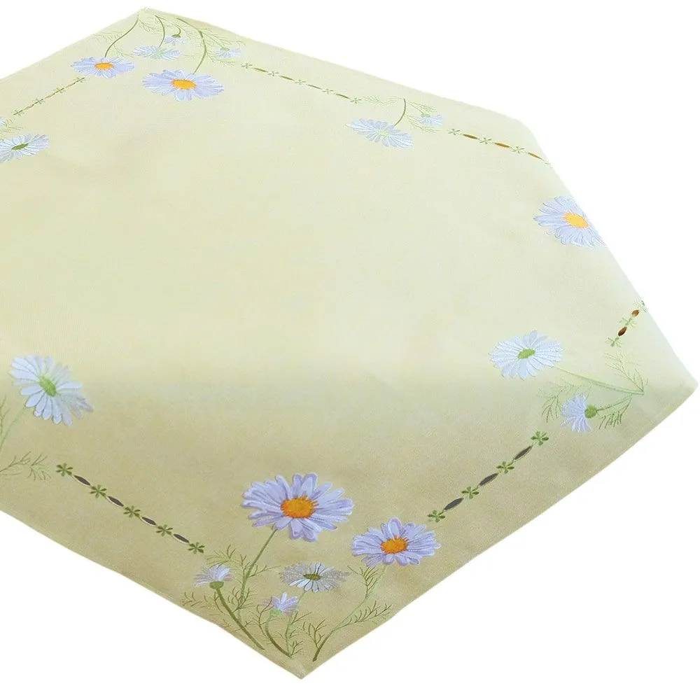 Tischwäsche Blüten Margeriten bunt bestickt Polyester 1 Stk gelb – 2 Modelle – Bild 3