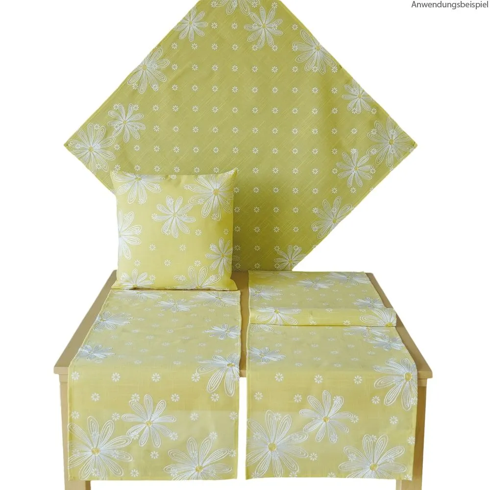 Tischwäsche Heimtextilien Blumen gelb & weiß Stick & Druck 1 Stk viele Modelle