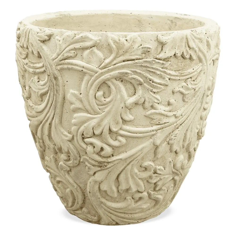 Töpfe Pflanztöpfe aus Zement Ornamente Deko antik Garten creme 1 Stk 3 Größen – Bild 3