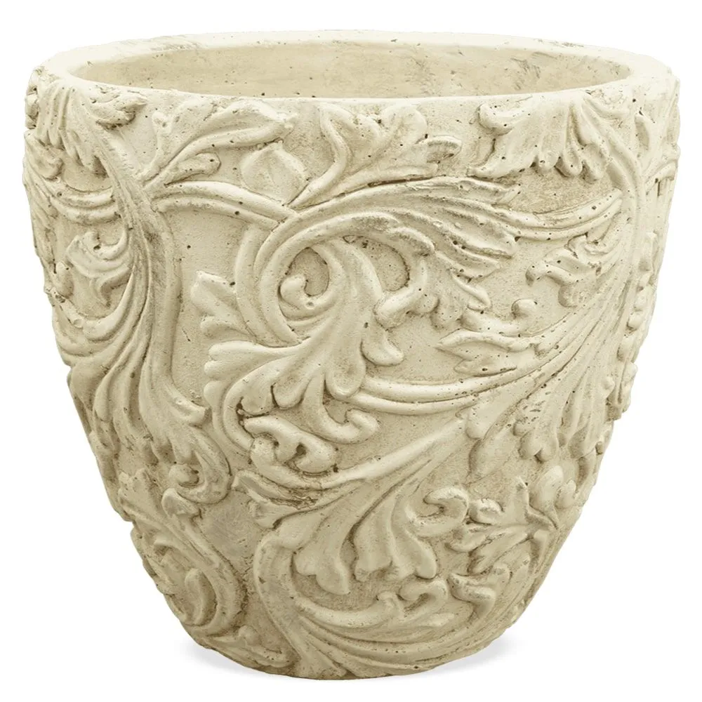 Töpfe Pflanztöpfe aus Zement Ornamente Deko antik Garten creme 1 Stk 3 Größen – Bild 4