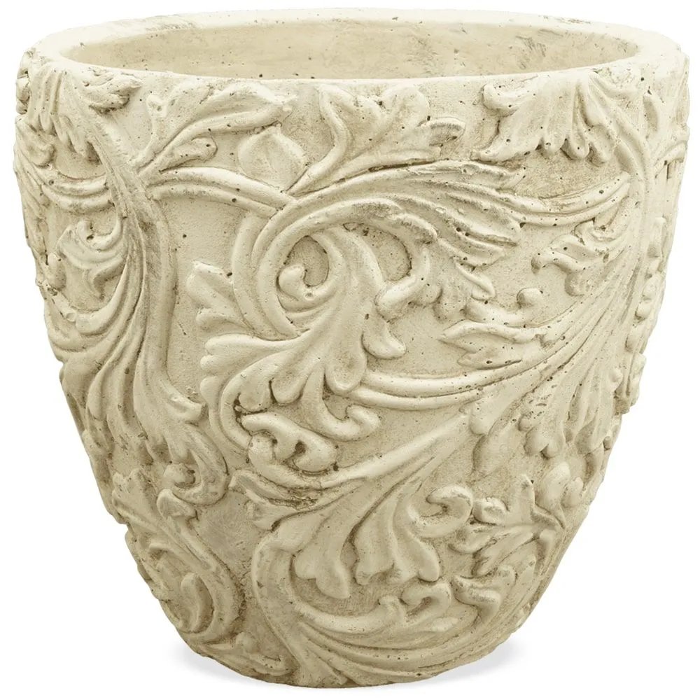 Töpfe Pflanztöpfe aus Zement Ornamente Deko antik Garten creme 1 Stk 3 Größen – Bild 5