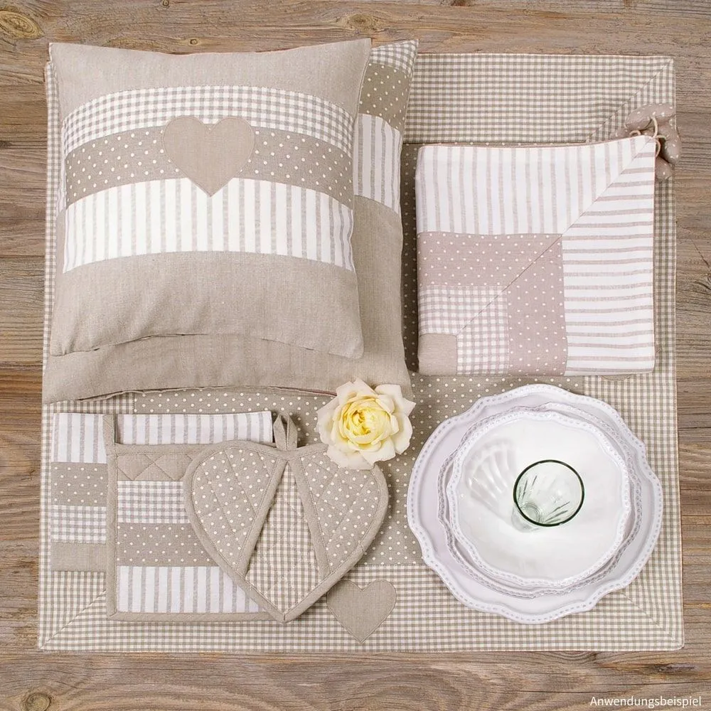 Topflappen Landhaus Premium LINA Herzform Punkte & Karo Untersetzer 20×20 3 Farben – Bild 8