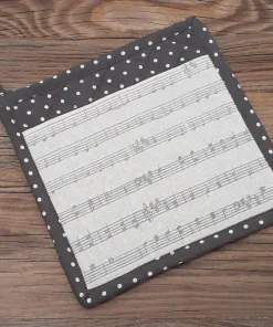 Topflappen zum Schlupfen Landhaus Premium KLARA Musik Notenzeilen & Bordüre 20×20