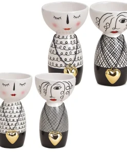 Vasen Dekovasen Gesichter modern weiß schwarz Herzanhänger gold 2 Größen