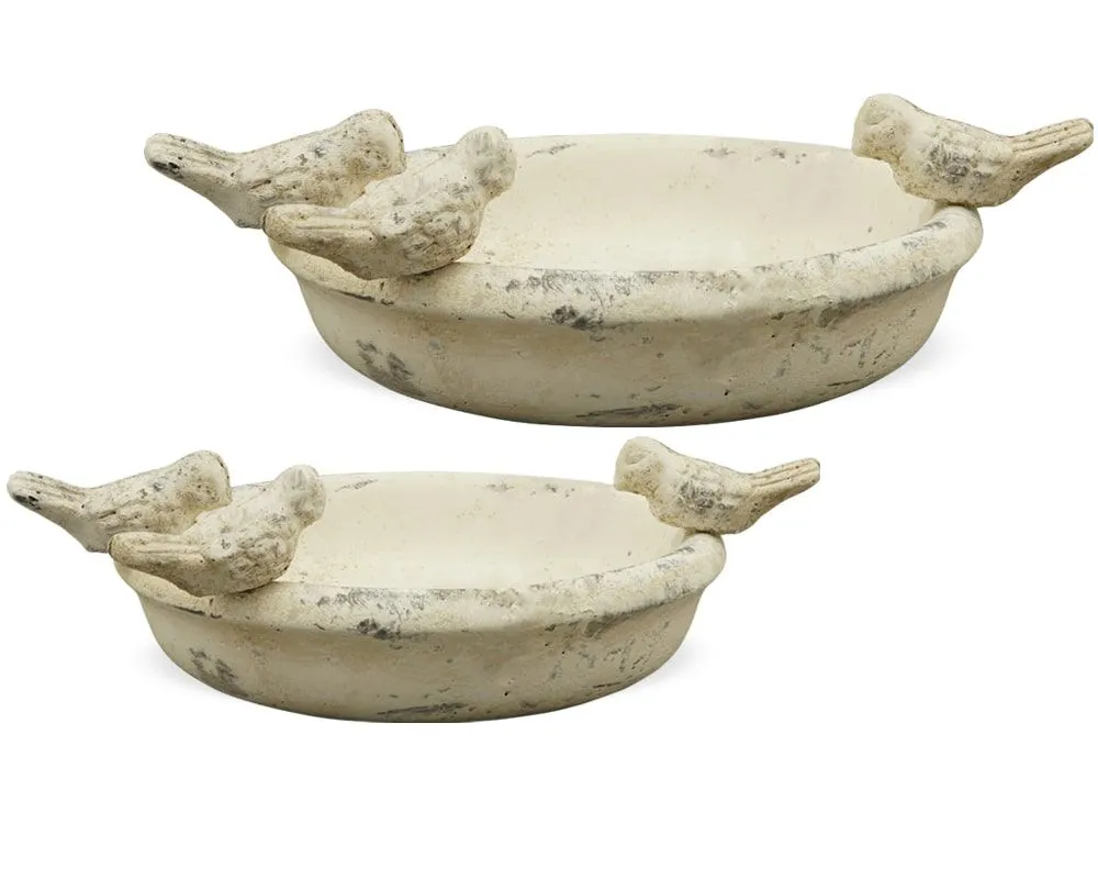 Vogeltränken Zement Vögel Frühling Gartendeko Deko weiß – 1 Stk 2 Größen