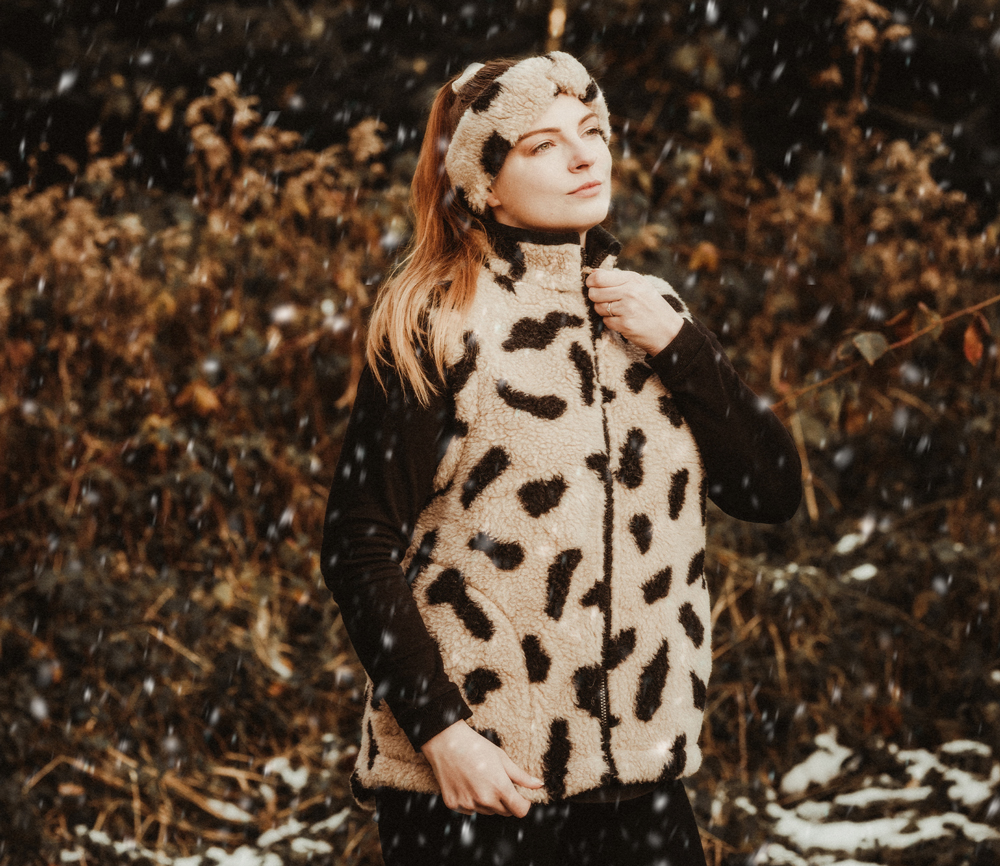 Alwero – Bodywarmer WALKER Adult, Biowolle, LEO Gepard, unisex