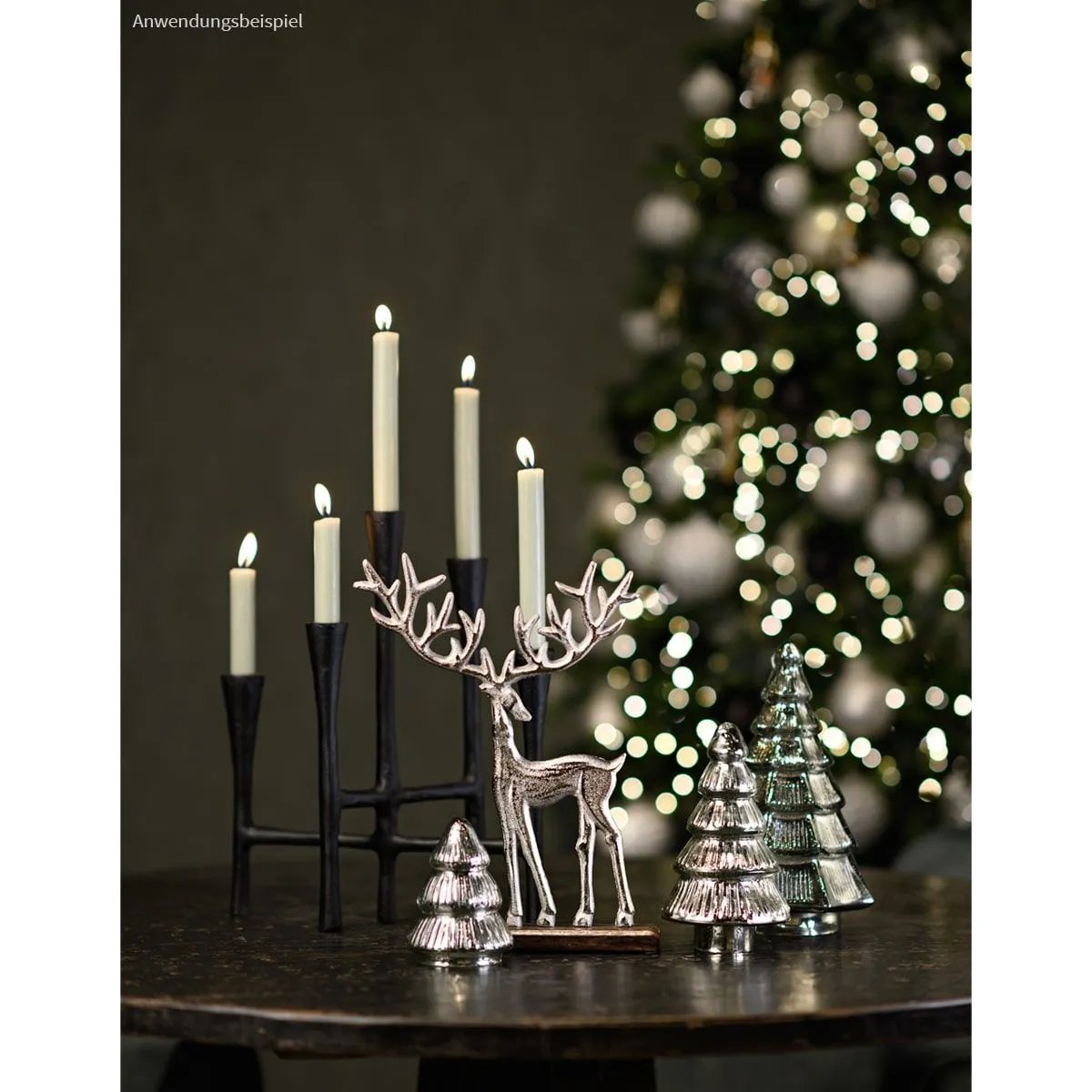 Weihnachtsdeko Tannenbäume Glas Set Dekofiguren silber – Bild 3