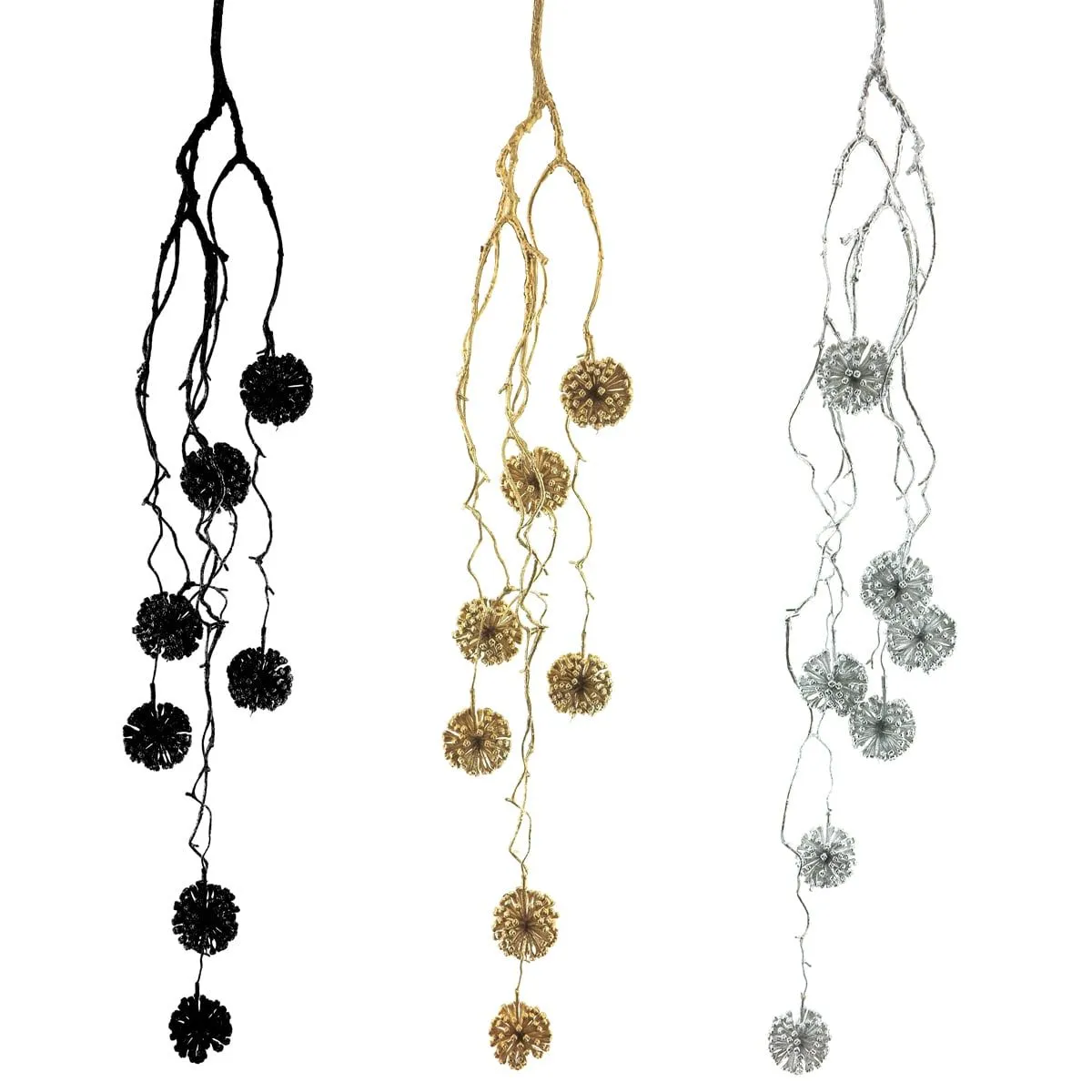 Weihnachtsgirlanden aus Kunststoff in 3 Farben hängend 87 cm