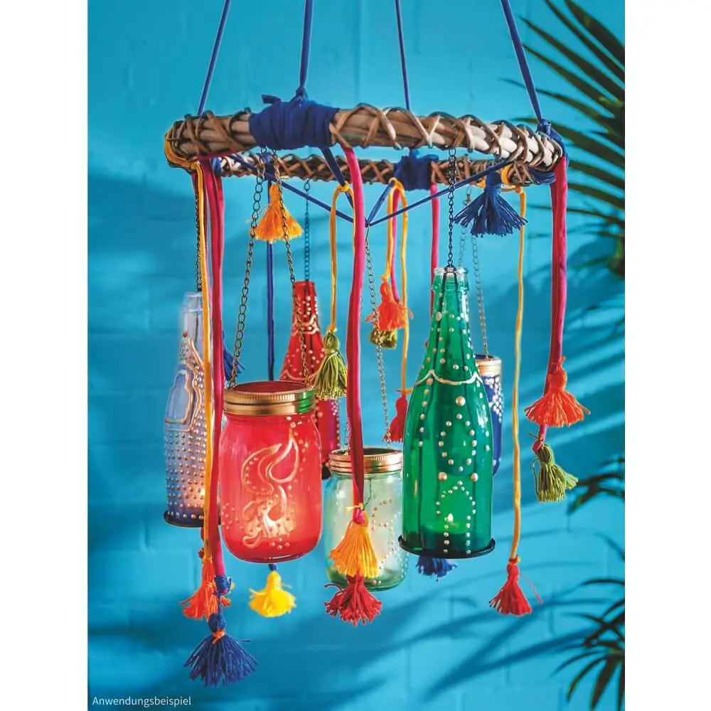 Windlicht Glas Flasche Metallhalter für Teelicht Partylicht zum Selbstgestalten – Bild 4