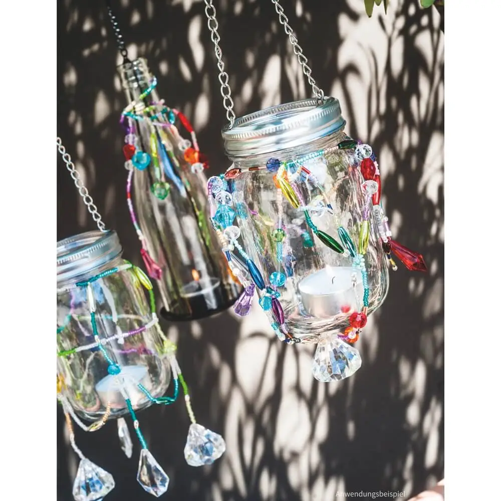 Windlicht Glas Flasche Metallhalter für Teelicht Partylicht zum Selbstgestalten – Bild 5