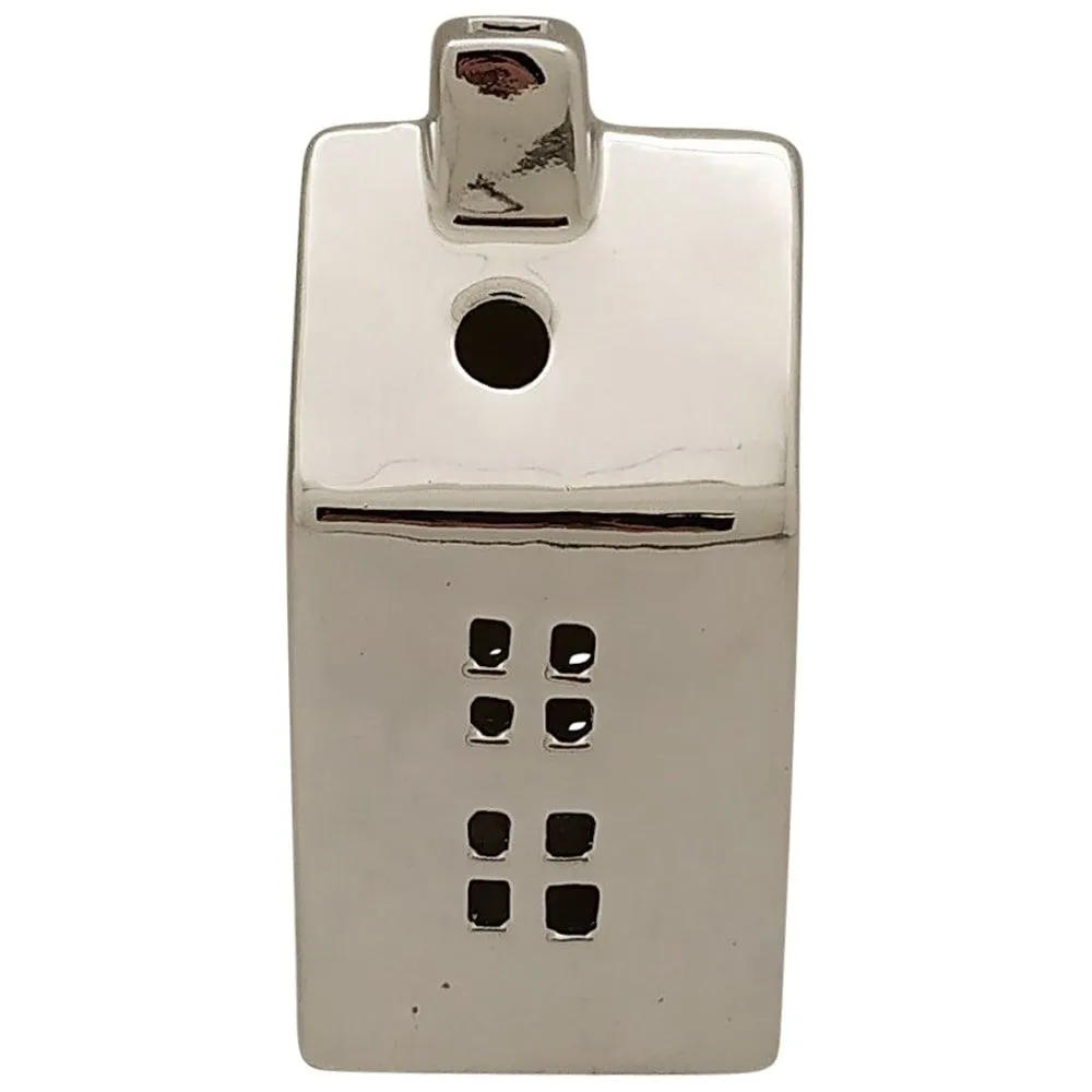 Windlicht Haus Fenster Kerzenhalter Teelichthalter silber 5,7x5x11 cm – Bild 4