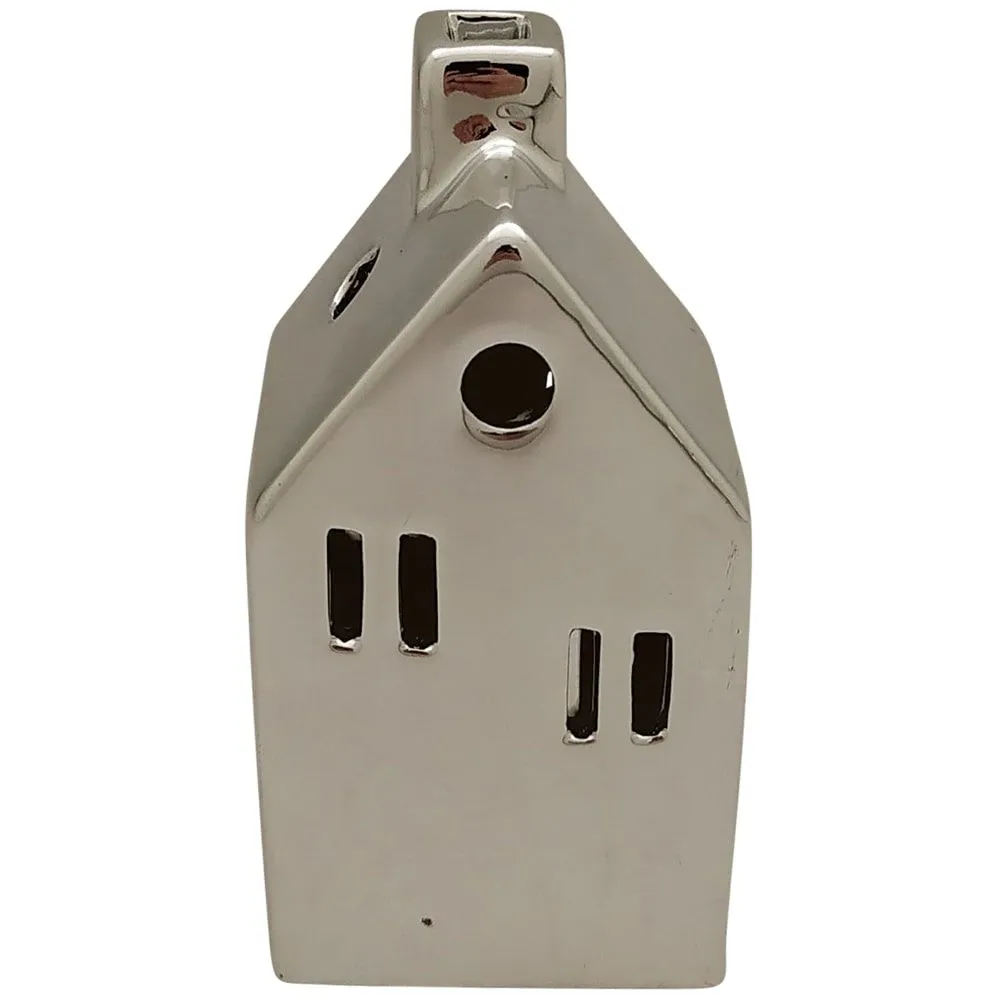 Windlicht Haus Fenster Kerzenhalter Teelichthalter silber 5,7x5x11 cm – Bild 3