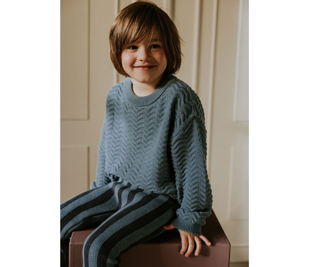 YUKI – Stripes Knitted Leggings, BLUE MONDAY, Bio Baumwolle – Bild 4