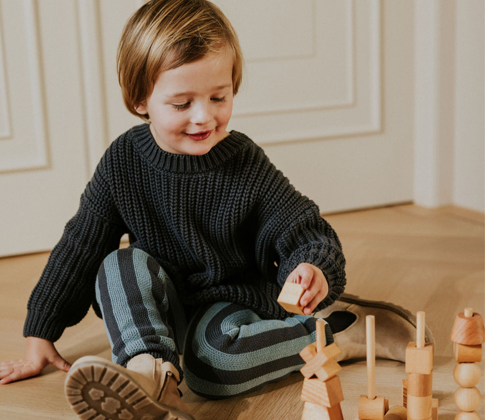 YUKI – Stripes Knitted Leggings, BLUE MONDAY, Bio Baumwolle – Bild 5