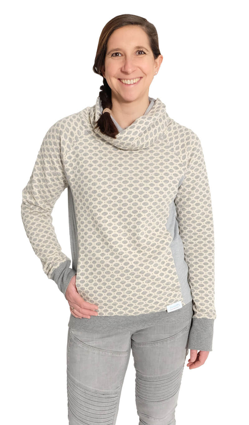 Pullover mit Kapuze oder Schalkragen “Famke”, Gr. 158 – Damengr. 46 – Bild 3