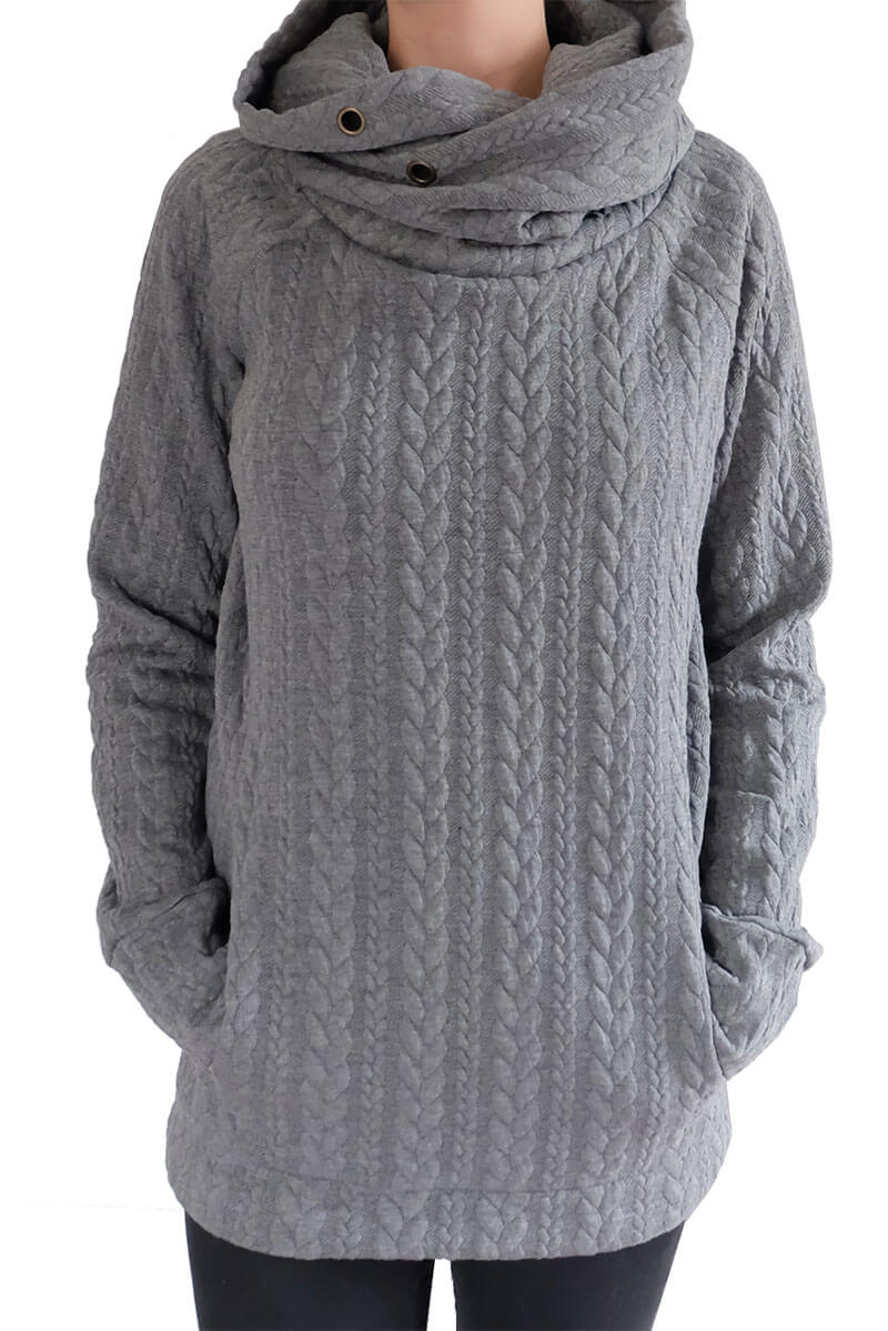 Pullover mit Kapuze oder Schalkragen “Famke”, Gr. 158 – Damengr. 46 – Bild 9