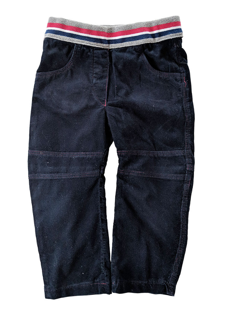 Strickbündchen, gefaltete Collegebündchen in Blau/ Marine mit weißen Streifen, 135 cm – Bild 8