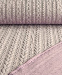 Dehnbarer Strickstoff mit Zopfmuster, Altrosa