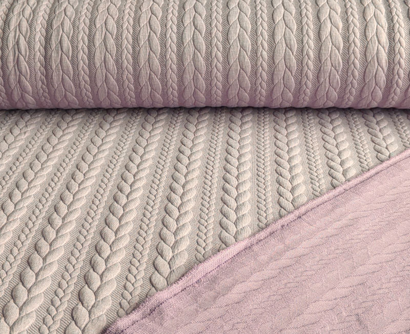 Dehnbarer Strickstoff mit Zopfmuster, Altrosa