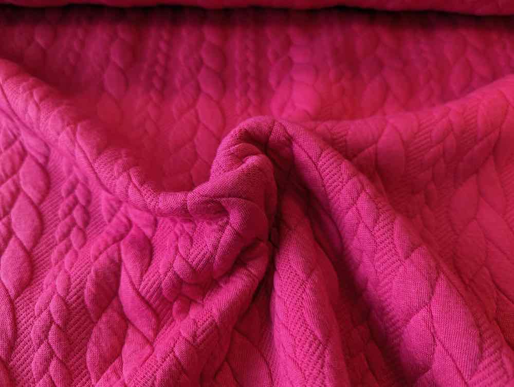 Dehnbarer Strickstoff mit Zopfmuster, Pink – Bild 3