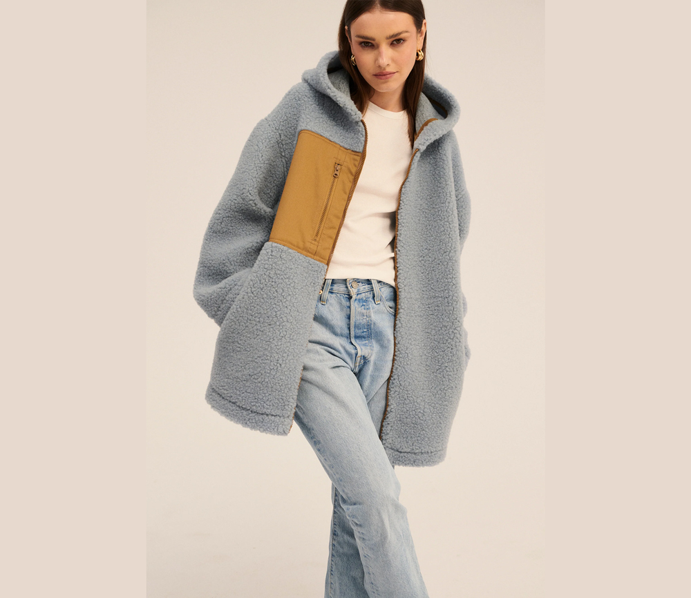 Alwero – Jacke „PATA“ Adult mit Kapuze, ICY BLUE, Biowolle Ultra Light – Bild 4