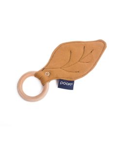 POOFI – Beißring aus Ahornholz, BioBaumwolle, Knister an der Spitze, honey