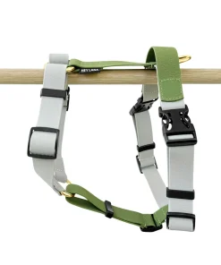 Hey Lana Outdoor Flex-Biothane, 5-fach-verstellbar, mit Haltegriff „grau/grün“ (super pflegeleicht), S, M, L