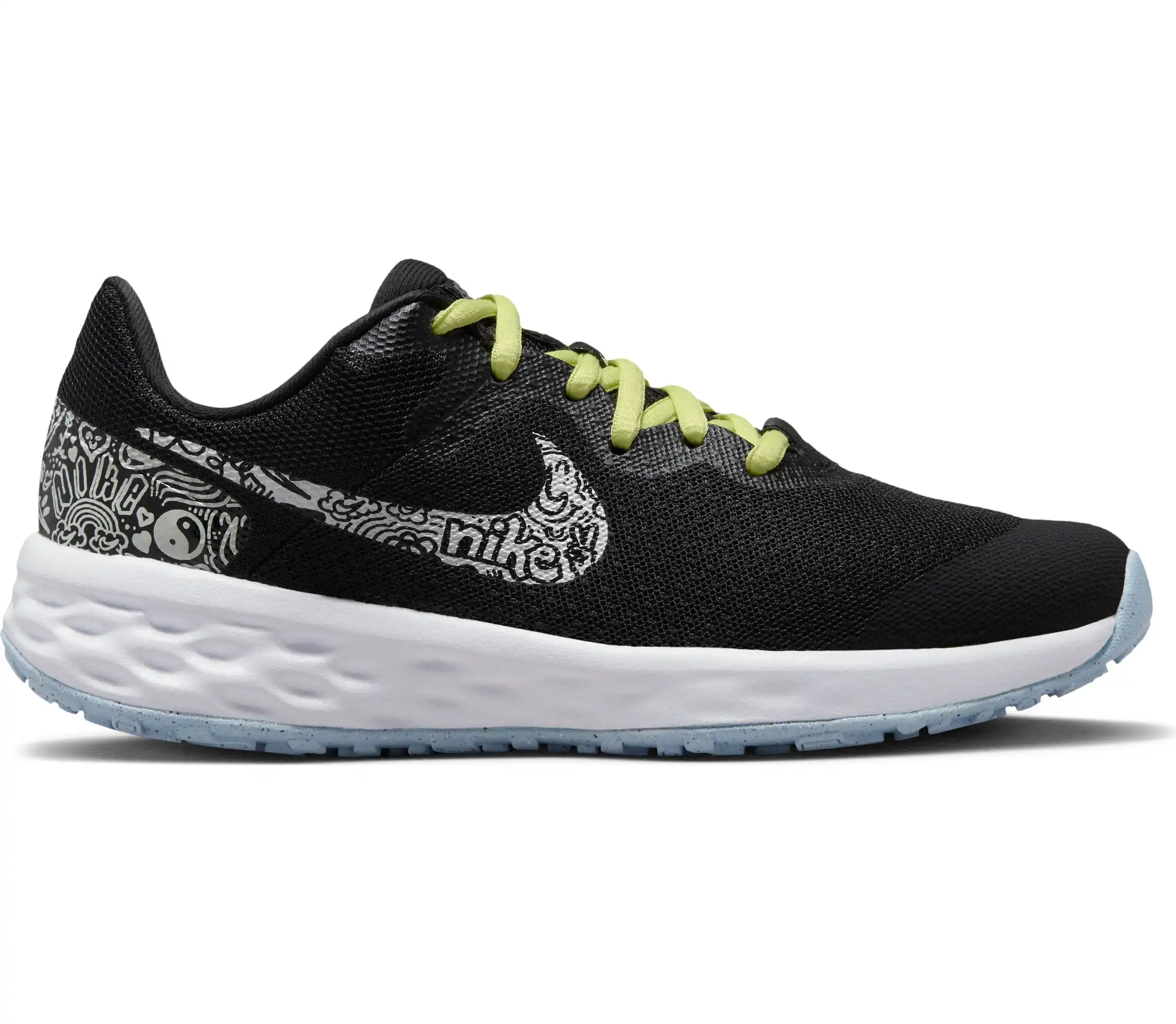 NIKE REVOLUTION 6 NN JP (GS) BLACK/SUMMIT WHITE-LT LEMON TW