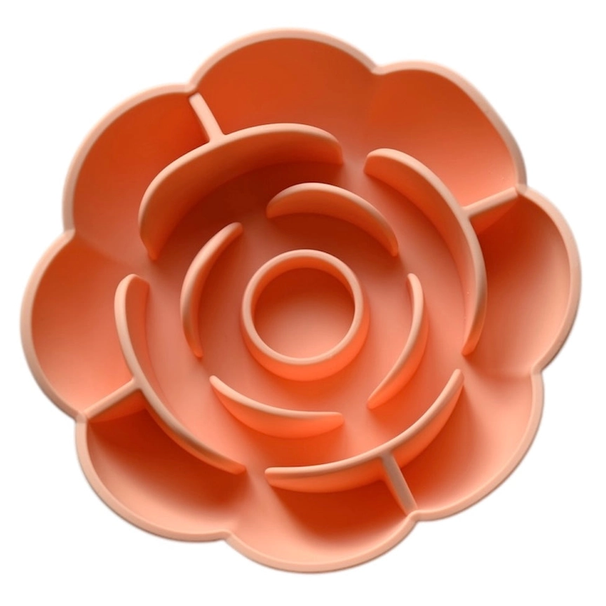 Slowfeeder Rose mit Saugnapf (spülmaschinengeeignet, gefrierschrankgeeignet, bpa-frei, lebensmittelechtes Silikon, 19cm), peach – Bild 2