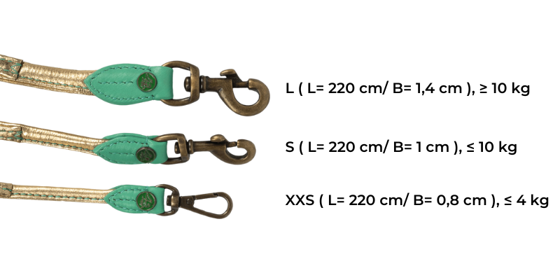 DWAM, Rich Turquoise, 3-fach verstellbare Hundeleine, aus rundem Feinleder, 2,2m (S, L) – Bild 6