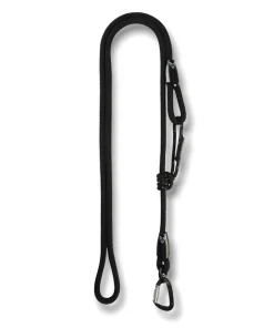 Stufenlos verstellbare, leichte Tau-Leine, 1,80m-2,60m, Durchmesser 10mm, schwarz (mit Sicherheitskarabiner)