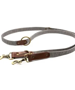 Verstellbare Leder/Stoff-Leine, schwarz/weiß Karo