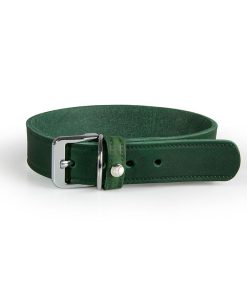 Das Lederband, Hundehalsband Weinheim, weich und anschmiegsam, gute Griffigkeit, Echtleder aus Deutschland, Hunting green (27-62)