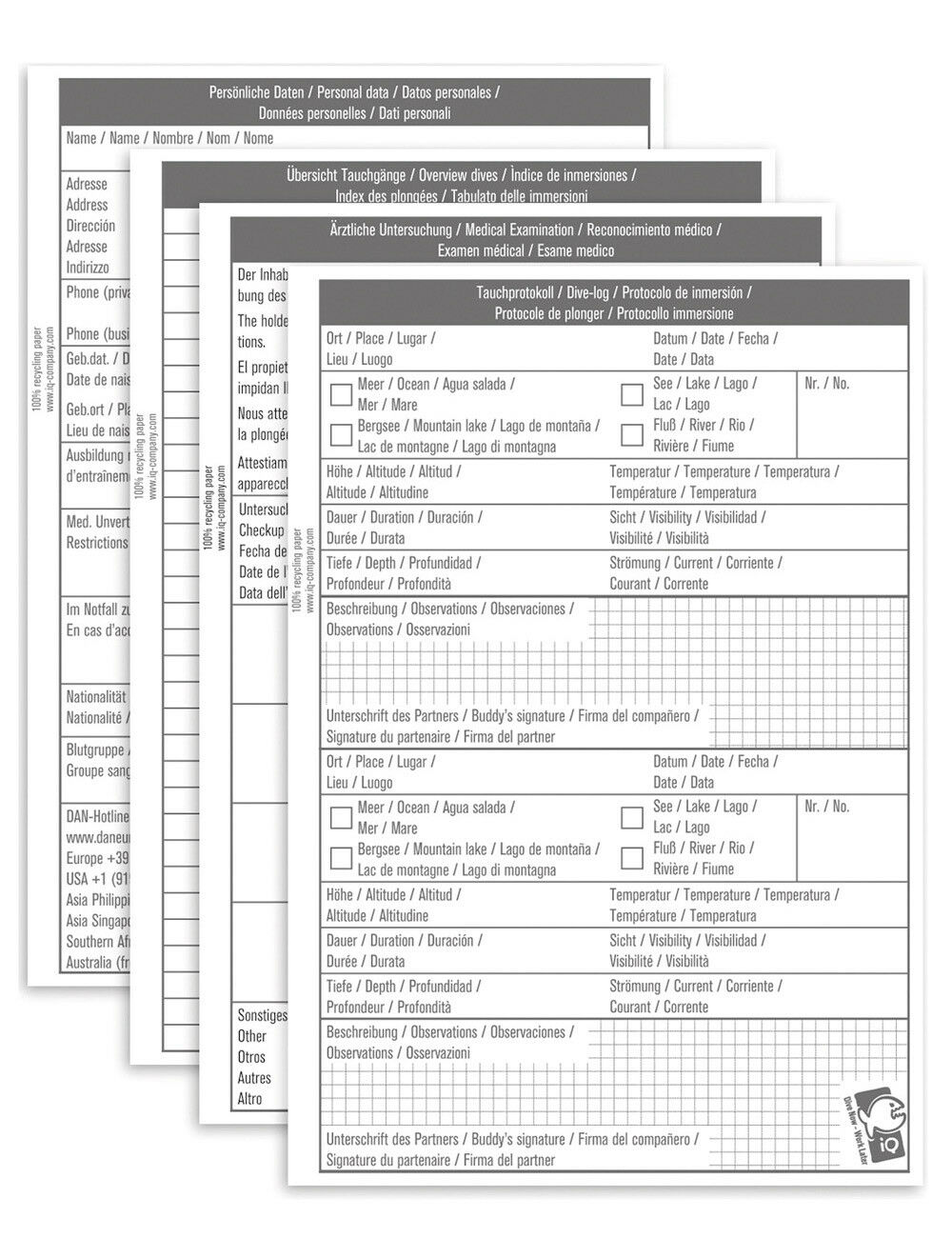 iQ Logbuch Einlagen L 2 TG Logbucheinlagen Logbook Refill Lochung 3 Company Neu – Bild 3