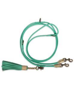 DWAM, Rich Turquoise, 3-fach verstellbare Hundeleine, aus rundem Feinleder, 2,2m (S, L)